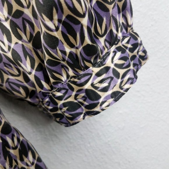 Worthington Women's Purple & Silver Tie Back Bishop Sleeve Shirt Top Blouse - Picture 7 of 16